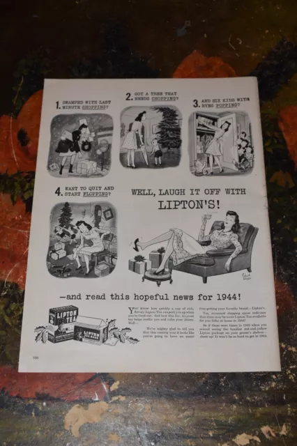 Vintage 1943 Lipton Tea Print Ad.
