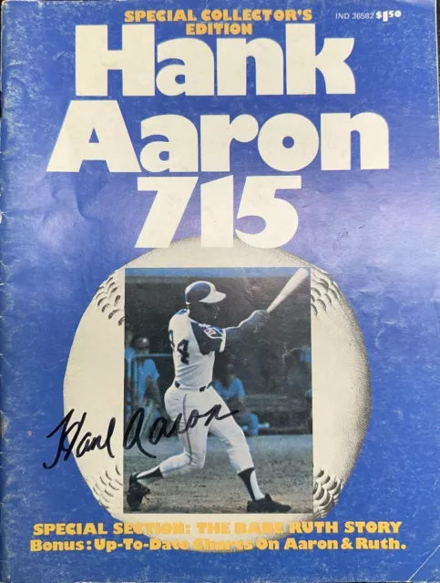 1974, Hank Aaron Atlanta Braves Signed “715" Magazine (Scarce / Vintage)