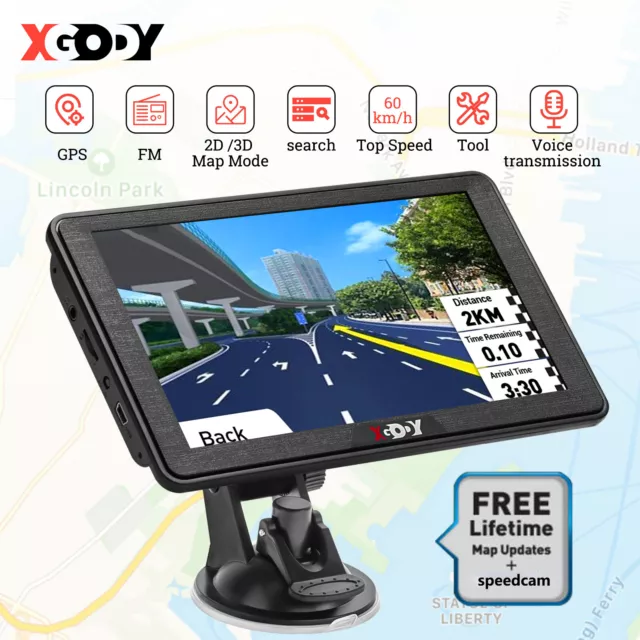 XGODY 886 7 Inch Car & Truck GPS Navigator Navigation RV Sat Nav AU Map 2024 New