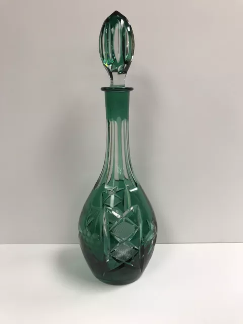 VTG Nachtmann Traube Germany Green Cut To Clear Tall 15.5” Wine Decanter