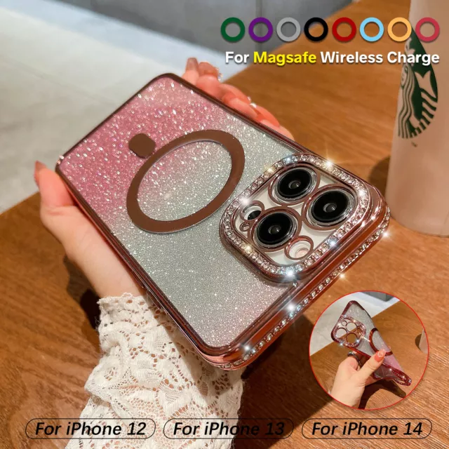 Diamond Bling Glitter MagSafe Plating Luxury Case For iPhone 14 13 Pro Max 12 11