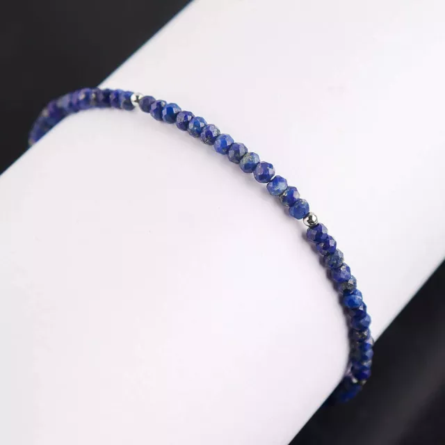 Natural  Lapis Lazulli Beads 925 Silver Adjustable Slider Bolo Bracelet b-84 2