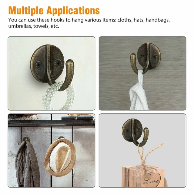 20 Small Rustic Coat Hooks Cast Iron Wall Mount Hat Hook Towel Cap Dog Leash Key 3