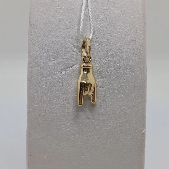 Ciondolo Portafortuna Mano Con Corna In Oro Giallo 18 Kt 750 (6116 - Foto 4