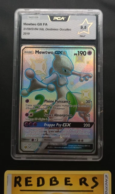 Carte Pokemon MEWTWO GX FA français- PCA 9,5 - Destinées occultes - SV59/SV94