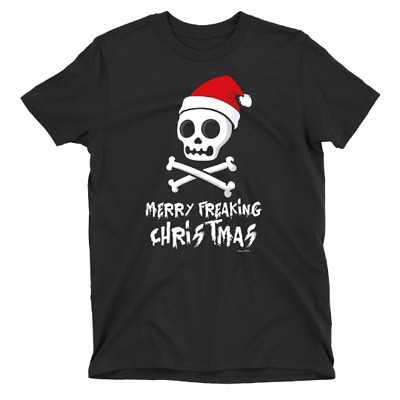 Merry freaking Christmas T-Shirt Mens Womens Gothic ORGANIC Funny Santa Skull