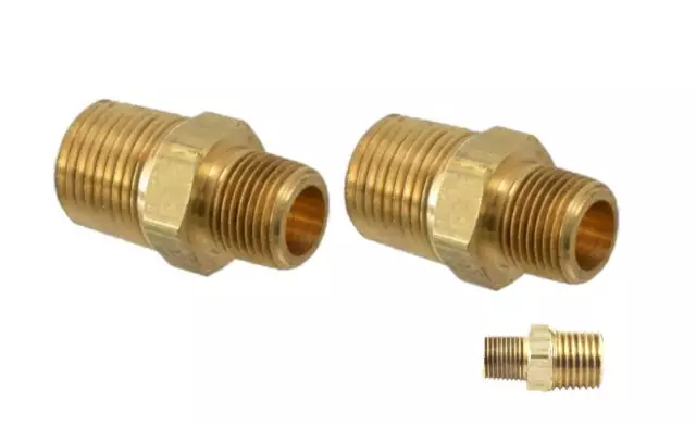 1/4" X 1/2" Brass NPT Male Pipe Thread Hex Nipple Air Ride Suspension - 2 pack