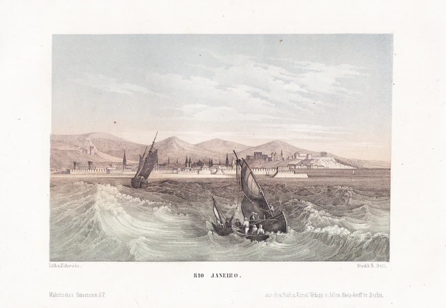Rio De Janoiro Brazil Brasil Litografía Litio Schwabe Osti 1850