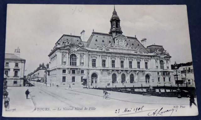 Cpa Carte Postale 1908 Tours Indre Et Loire Nouvel Mairie Hotel De Ville Centre