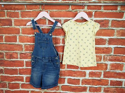 Girls Bundle Age 5-6 Years M&S H&M Denim Short Dungarees T-Shirt Floral 116Cm