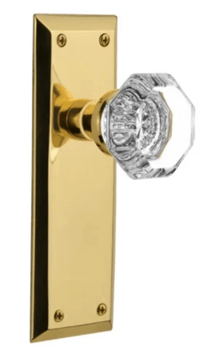 Nostalgic Warehouse  702909  Waldorf Lead Crystal Single Dummy Door Knob - Brass