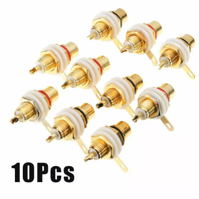 10x RCA Cinch Stecker Buchse Cinchbuchsen Einbaubuchsen Chinch Stecker !!