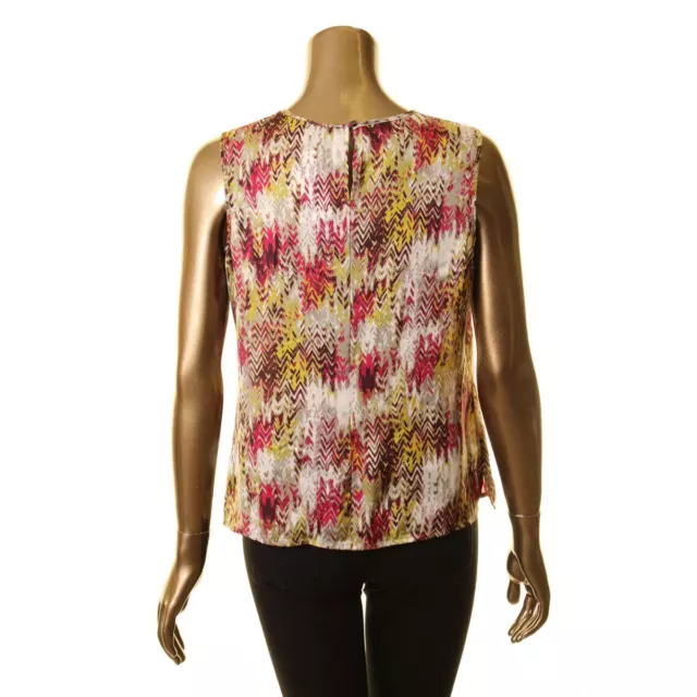 TAHARI ASL NEW Women's Petite Printed Sleeveless Shell Blouse Shirt Top PS TEDO 2