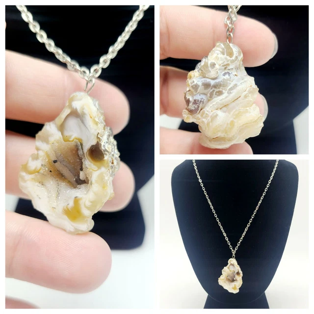 Geode Druzy Stone Pendant Agate Necklace