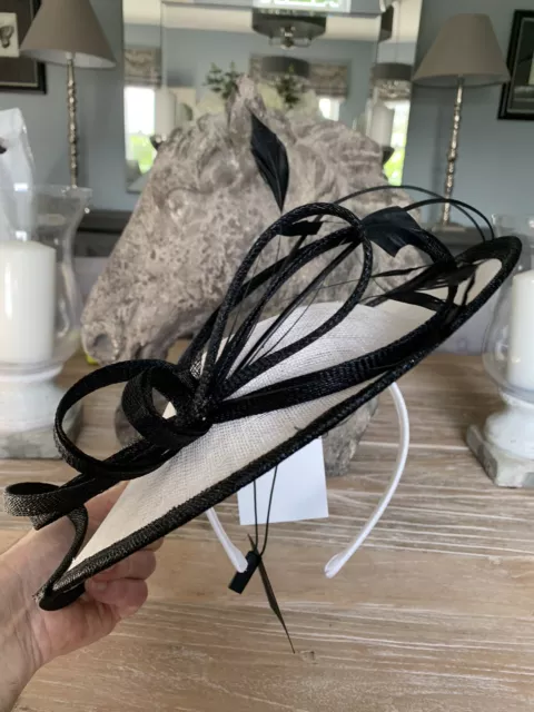 Poppy White/Black John Lewis Fascinator BNWT