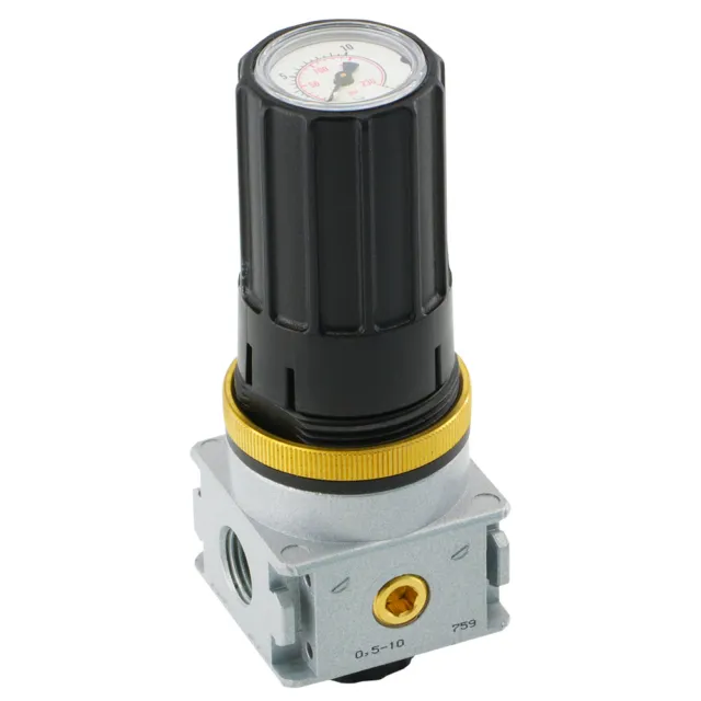 Régulateur de pression avec manomètre intégré, jusqu'à 2100 l/min air comprimé réducteur de pression