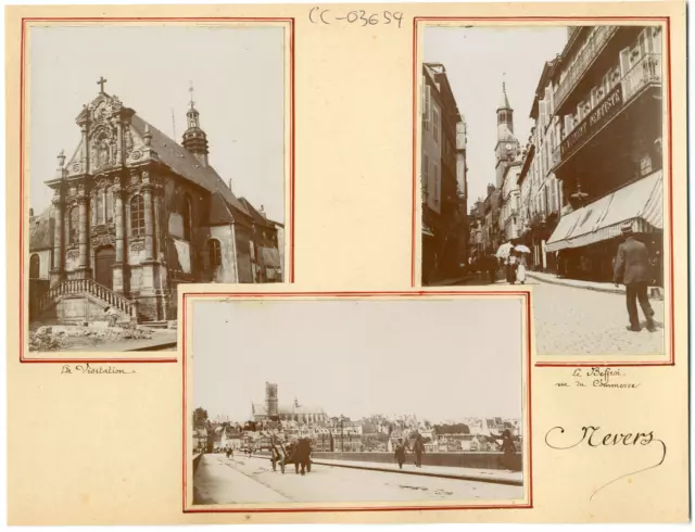 France, Nevers, the belfry trade view and church of the Visitation vintage s