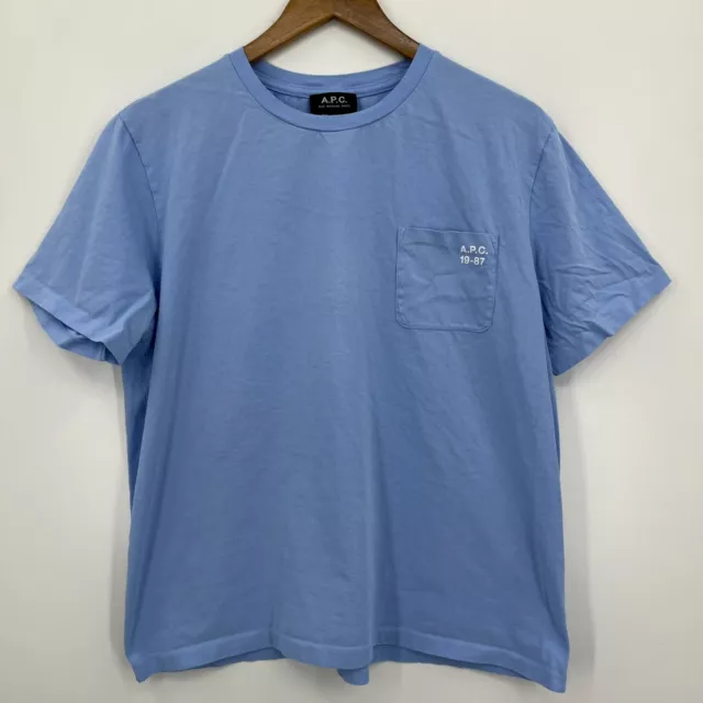 APC T-Shirt Men's XL Blue Pocket Tee Rue Madame Paris Short Sleeve Crew Neck