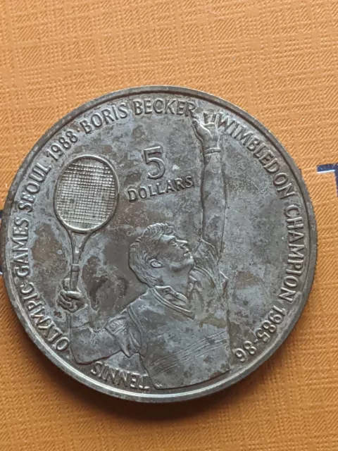 5 dollar Gedenkmnünze Boris Becker Olympia 1988 Seoul