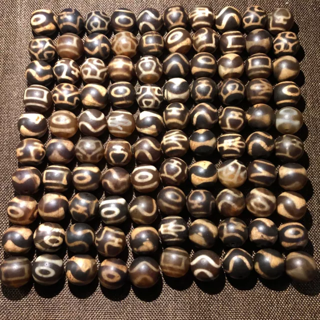 Magic Tibetan Old Agate Various patterns Totems  dZi Bead Amulet 100pcs