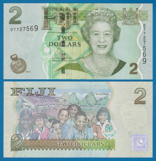 FIJI 2 Dollars P 109b ND (2011) UNC ( P 109 b ) Queen Elizabeth II