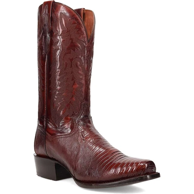 René MANCINI Escarpins en cuir marron style lézard. Talon 7 cm