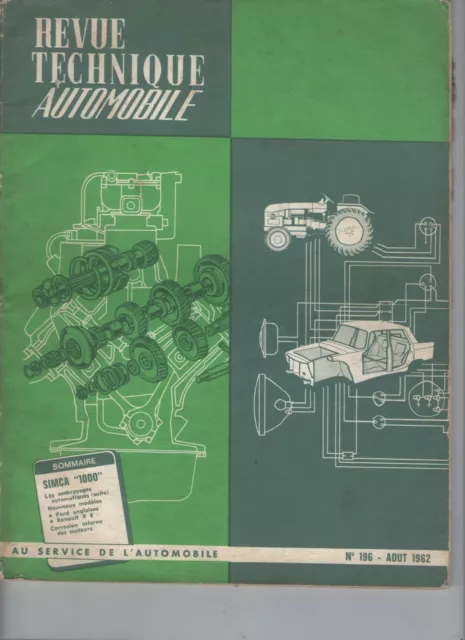 Simca 1000   Revue Technique Rta  N° 196  1962