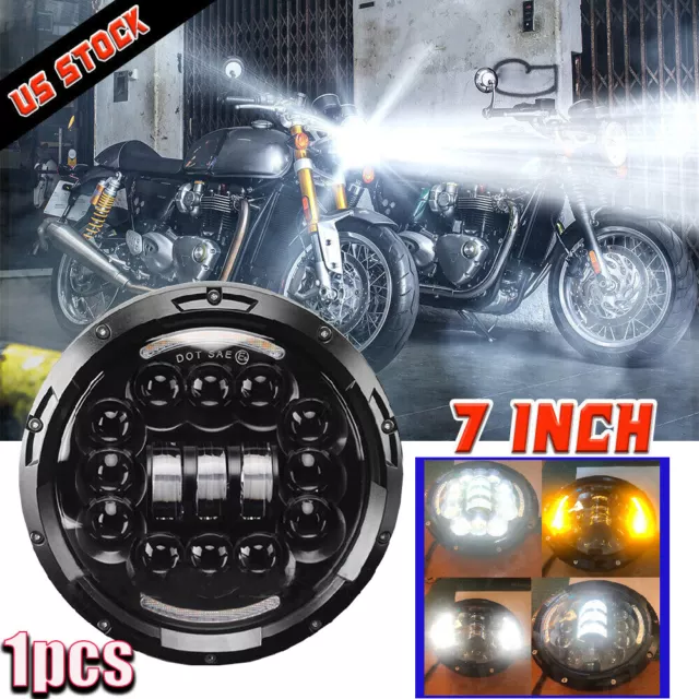 For Kawasaki VN Vulcan Classic Nomad Drifter 1500 7inch DRL Round LED Headlight