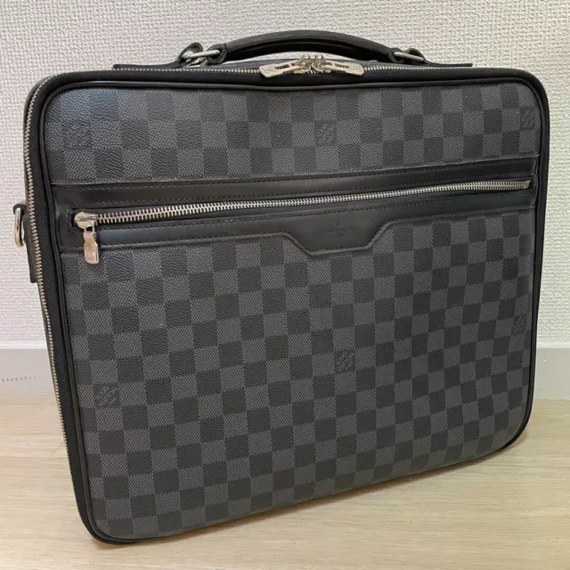 LOUIS VUITTON Steve Business Bag N58030 Damier Grey Leather Ex++