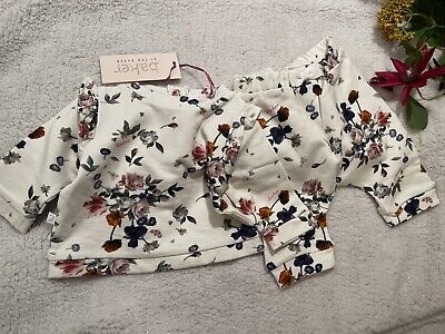 BNWT Baby Girls Ted Baker Cream Floral Jogger Top Set For Newborn Baby
