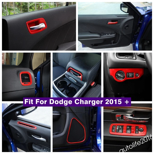 Red Accessories Door Handle Bowl / Air AC Cover Trim For Dodge Charger 2015-2021