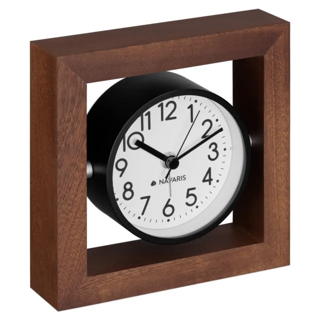 Reloj de mesa analógico reloj clásico de madera silencioso para mesilla de noche