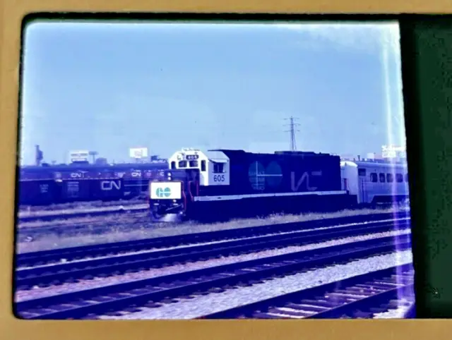 GO Transit Ontario Rail Service Train #605 Hawker Siddeley 35mm slide c.1967