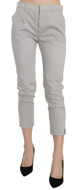 JUCCA Pants Cotton Gray High Waist Skinny Cropped Trousers IT42/US8/M RRP $300