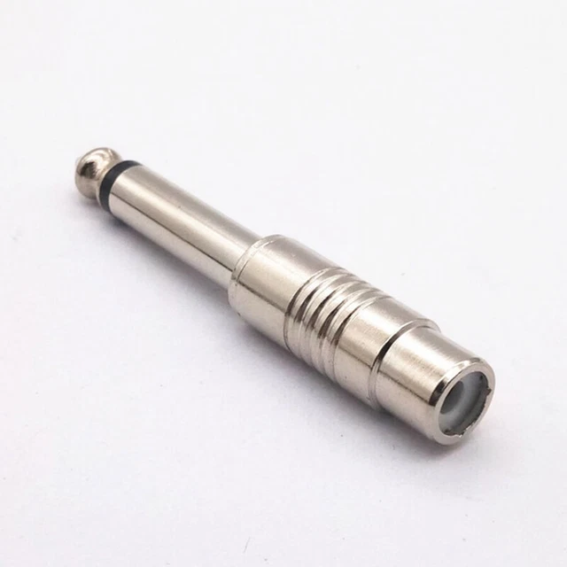 2Pcs 6.5MM Mono Audio Adapter 6.5MM 1/4" Male Plug To RCA Female Jack Audio M ba