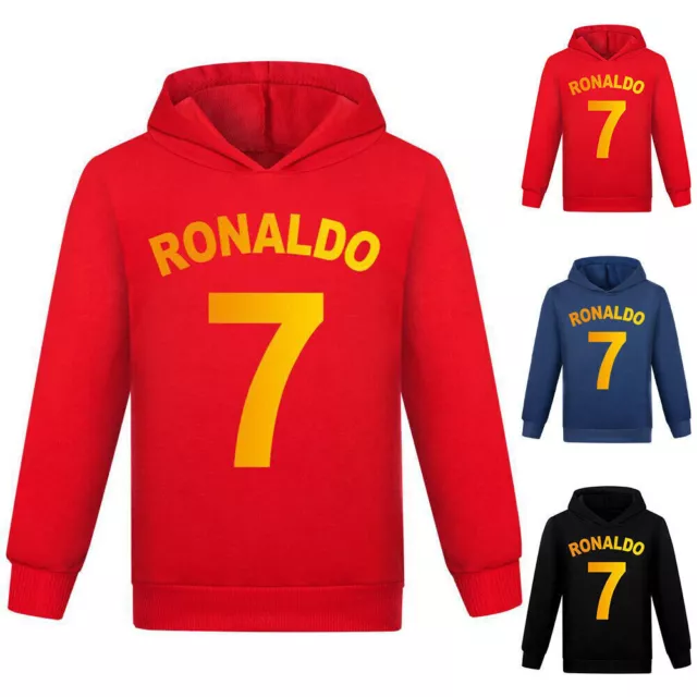 Kids Ronaldo CR7 Printed Hoodies Sweatshirt Casual Hooded Pullover Top Gifts