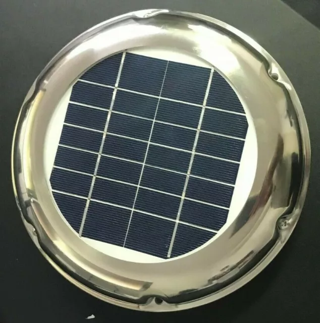Chrome 2.5w Solar POWERED Attic Fan Exhaust Ventilation Boat deck Caravan RV