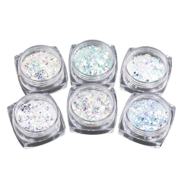 6 pz paillettes nail art lucide colorate scintillanti colore quattro stagioni