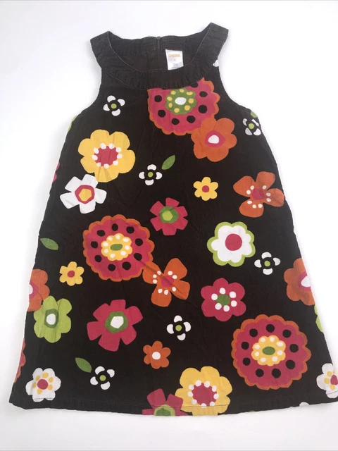 Gymboree FALL FOR AUTUMN Girls Corduroy Floral Jumper Dress Size 6 Brown Pink
