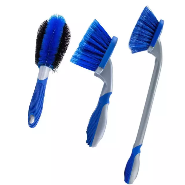 Car Wash Brush Exterior Long Handle Decontamination Blue for Wheel Hub