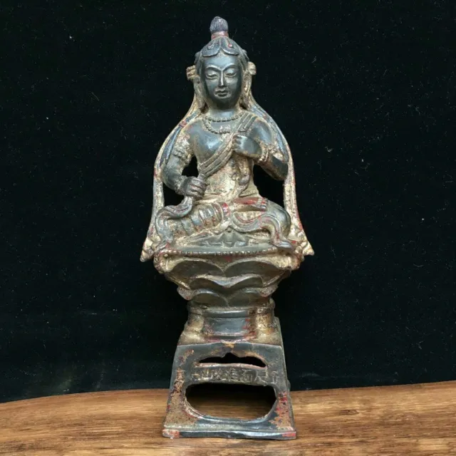9" Exquisite Asian Chinese old antique bronze ware bodhisattva Buddha statue