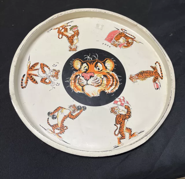 Vintage Esso Exxon Gas Tiger Promotional Serving Tray Metal Great Graphics