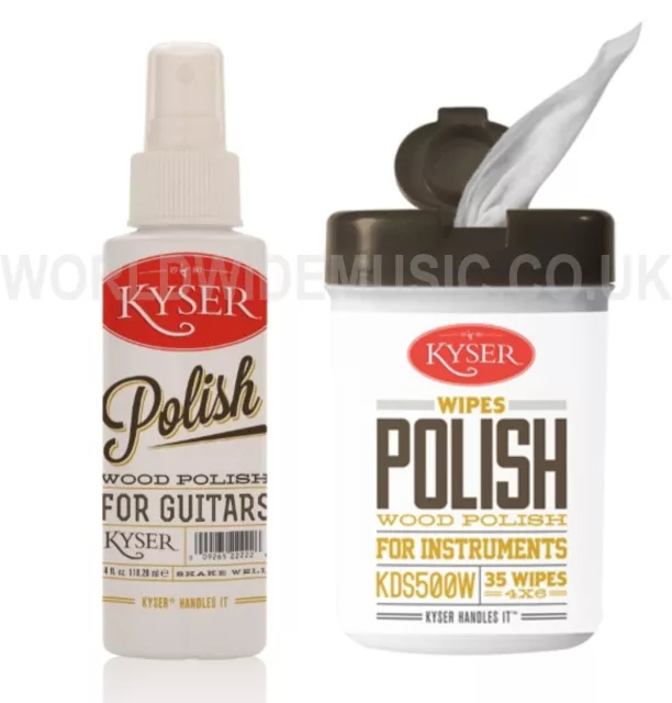 KYSER KDS500/W Guitar Wood Polish with a choice of Wipes or 4 oz Spray Bottle