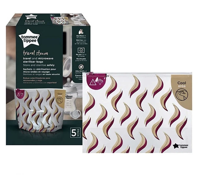Bolsas esterilizadoras de viaje y microondas reutilizables Tommee Tippee paquete de 5 bolsas
