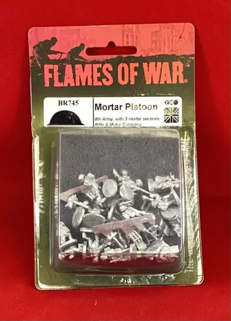 Flames of War BR745 pelotón de mortero metal fuera de imprenta Battlefront nuevo de lote antiguo abierto completo