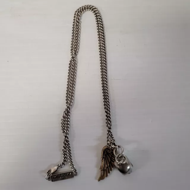 (N76040-2) King Baby Silver Curb Link Chain with 2 Pendants