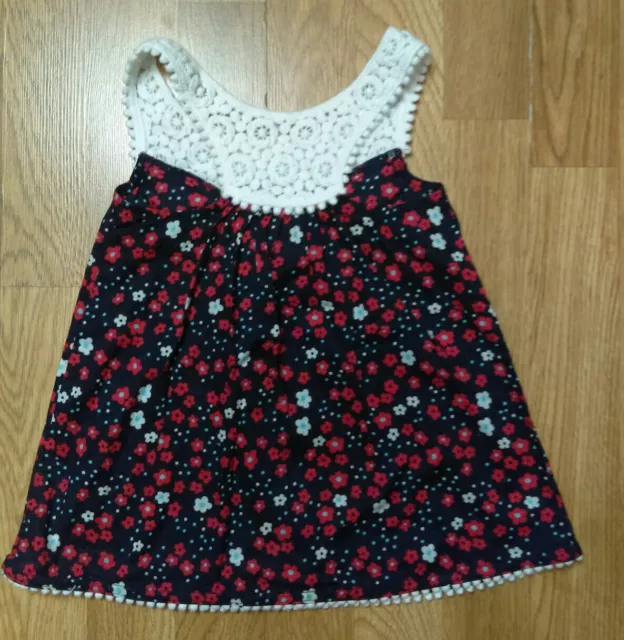 Circo  Red White Blue Floral Crochet Sleeveless Cover Up Dress Toddler Girl 2T 2