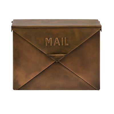 Envelope Shaped Wall Mount Metal Mail Box, Copper