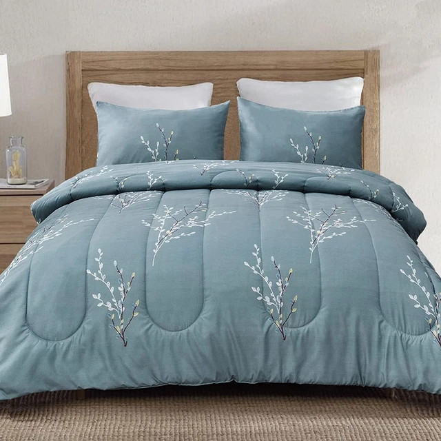 3-Piece Floral King Size Comforter Set, Microfiber Bedding down Alternative Comf