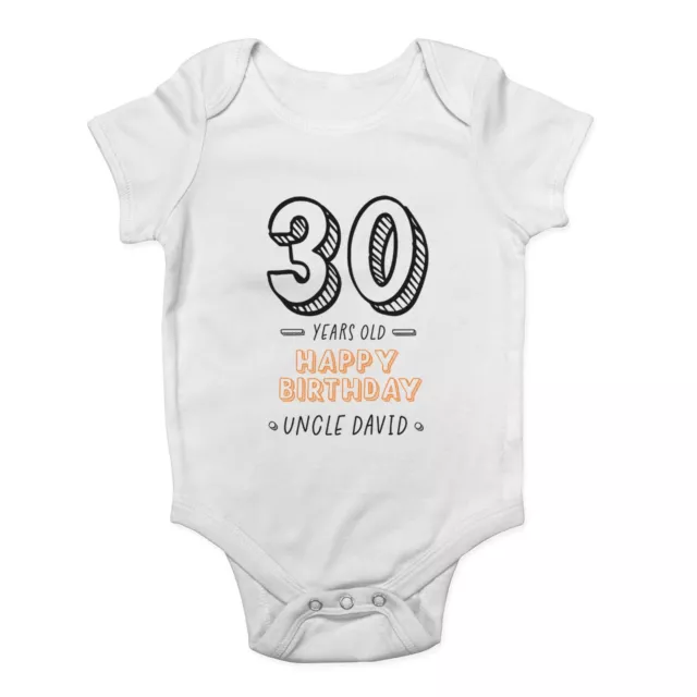 Personalised Happy Birthday Uncle Celebration Baby Grow Vest Bodysuit Boy Gift
